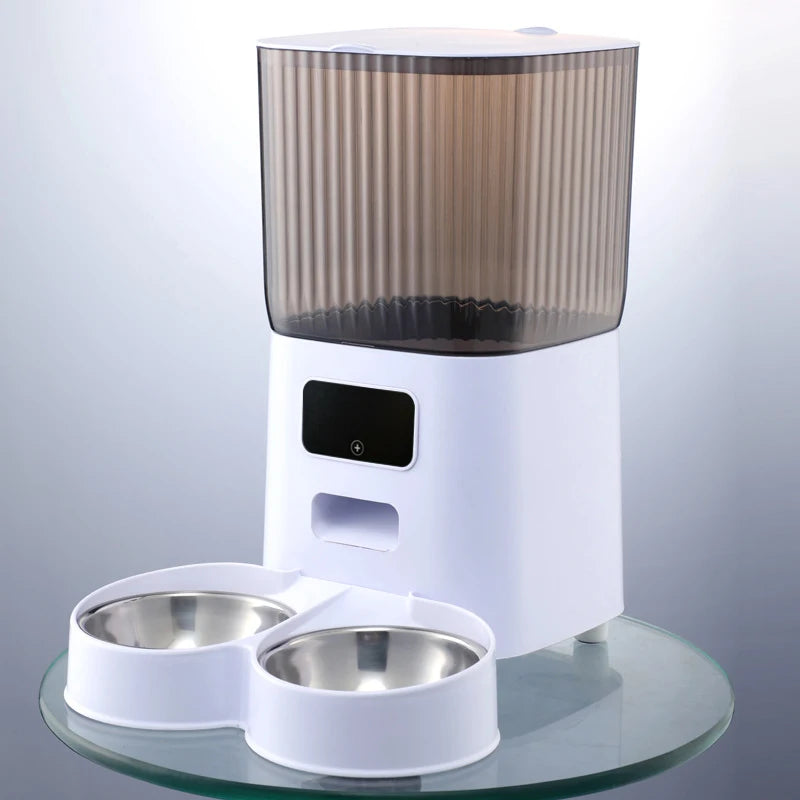 5L Double Bowls Smart Automatic Cat Feeder With Camera Cat Dry Food