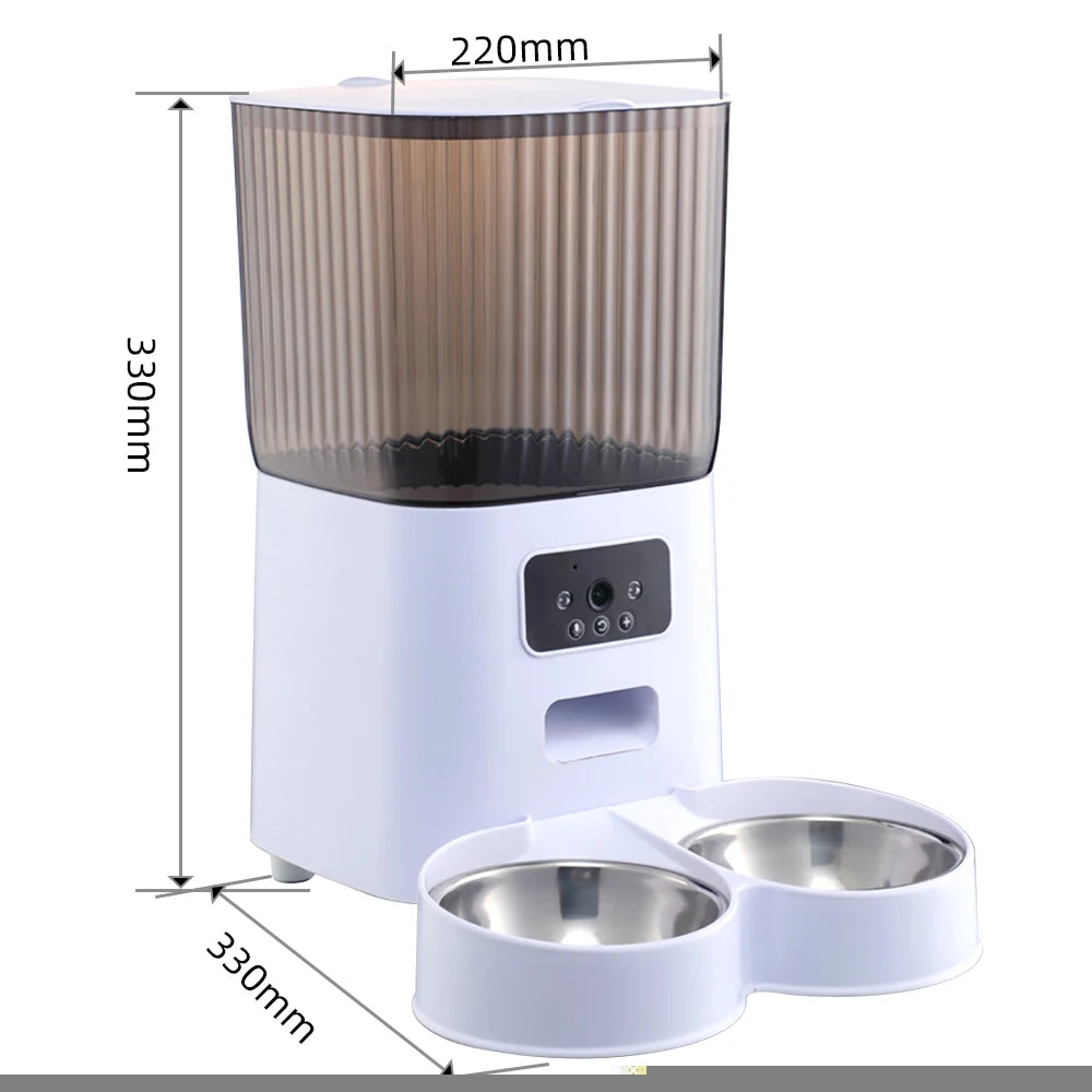 5L Double Bowls Smart Automatic Cat Feeder With Camera Cat Dry Food