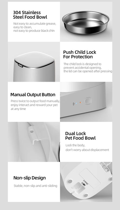 ROJECO Automatic Cat Feeder Pet Smart Cat Food Kibble Dispenser Remote Control Auto WiFi Double Feeder For Cats Dog Accessories