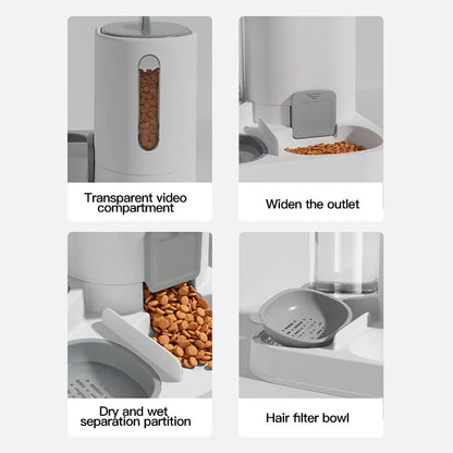 1-Pack Automatic Gravity-Fed Cat Water Dispenser & Feeder - Spill-Proof Large Capacity One-Piece Design,.