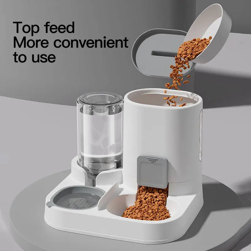 1-Pack Automatic Gravity-Fed Cat Water Dispenser & Feeder - Spill-Proof Large Capacity One-Piece Design,.