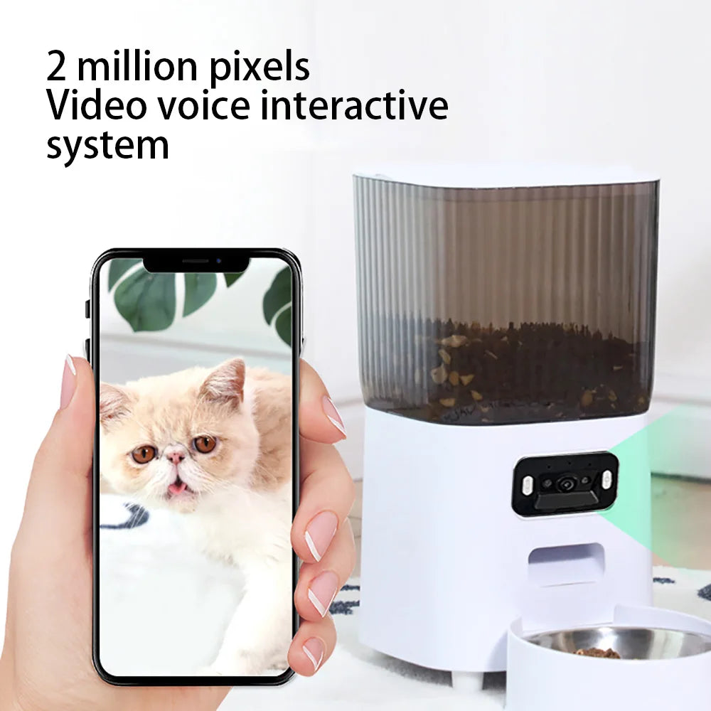 5L Double Bowls Smart Automatic Cat Feeder With Camera Cat Dry Food