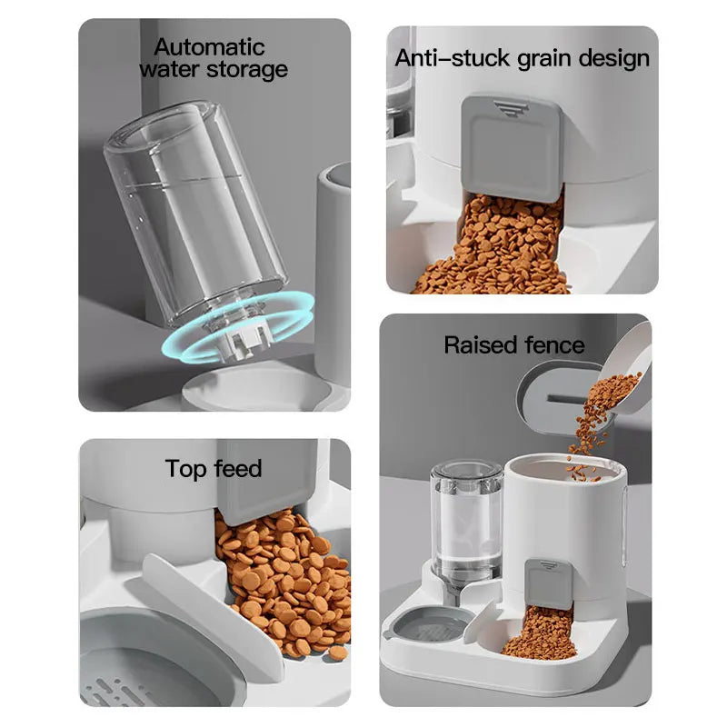 1-Pack Automatic Gravity-Fed Cat Water Dispenser & Feeder - Spill-Proof Large Capacity One-Piece Design,.