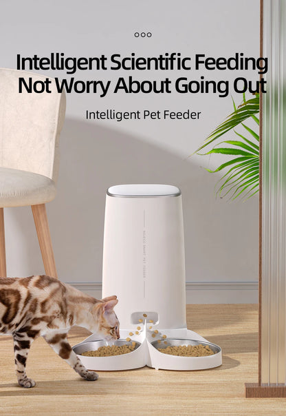 ROJECO Automatic Cat Feeder Pet Smart Cat Food Kibble Dispenser Remote Control Auto WiFi Double Feeder For Cats Dog Accessories