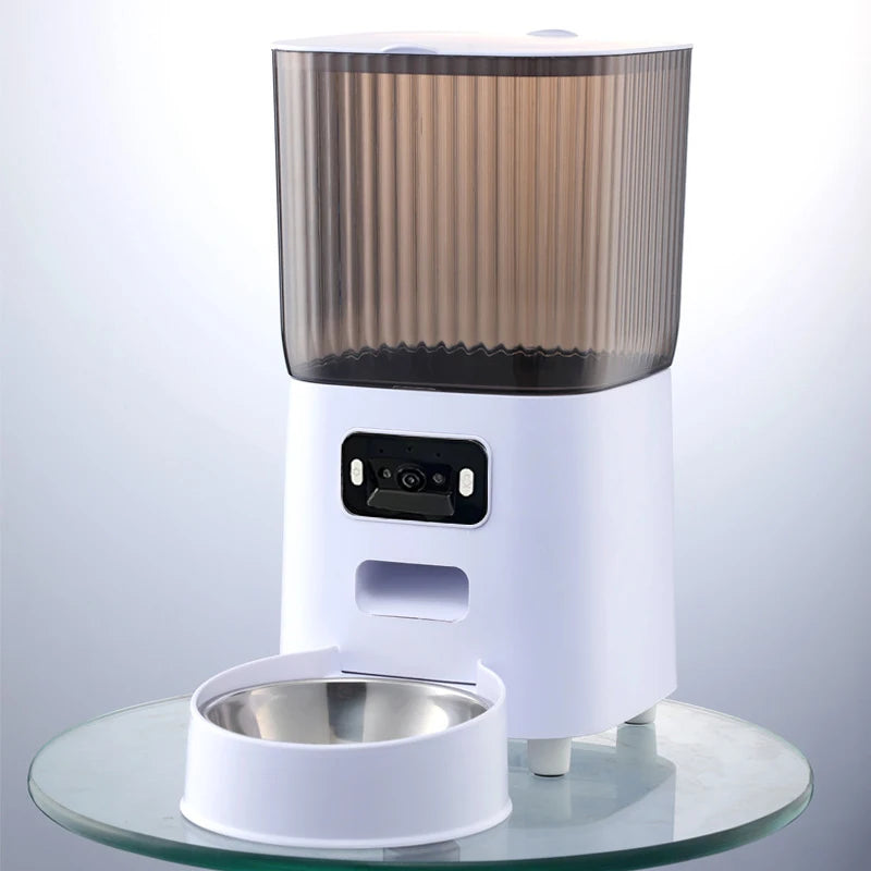 5L Double Bowls Smart Automatic Cat Feeder With Camera Cat Dry Food